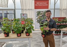 Josh Kirschenbaum of Kitchen Minis. The Kitchen Minis Collection of indoor-growing vegetables expands into a new class with Quick Snack Cucumber, "a deliciously crisp and sweet cucumber you can fresh off the plant, or add to a vegetable platter or fresh salad." Josh Kirschenbaum is the vegetables account manager and he says the plants produce handfuls of small, cocktail-sized cucumbers over a few weeks. He made a refreshing cucumber-water recipe for guests to drink during the trials!